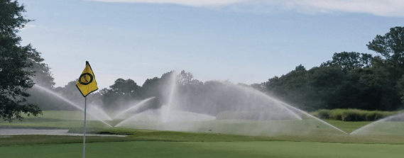Sprinklers on a golf course