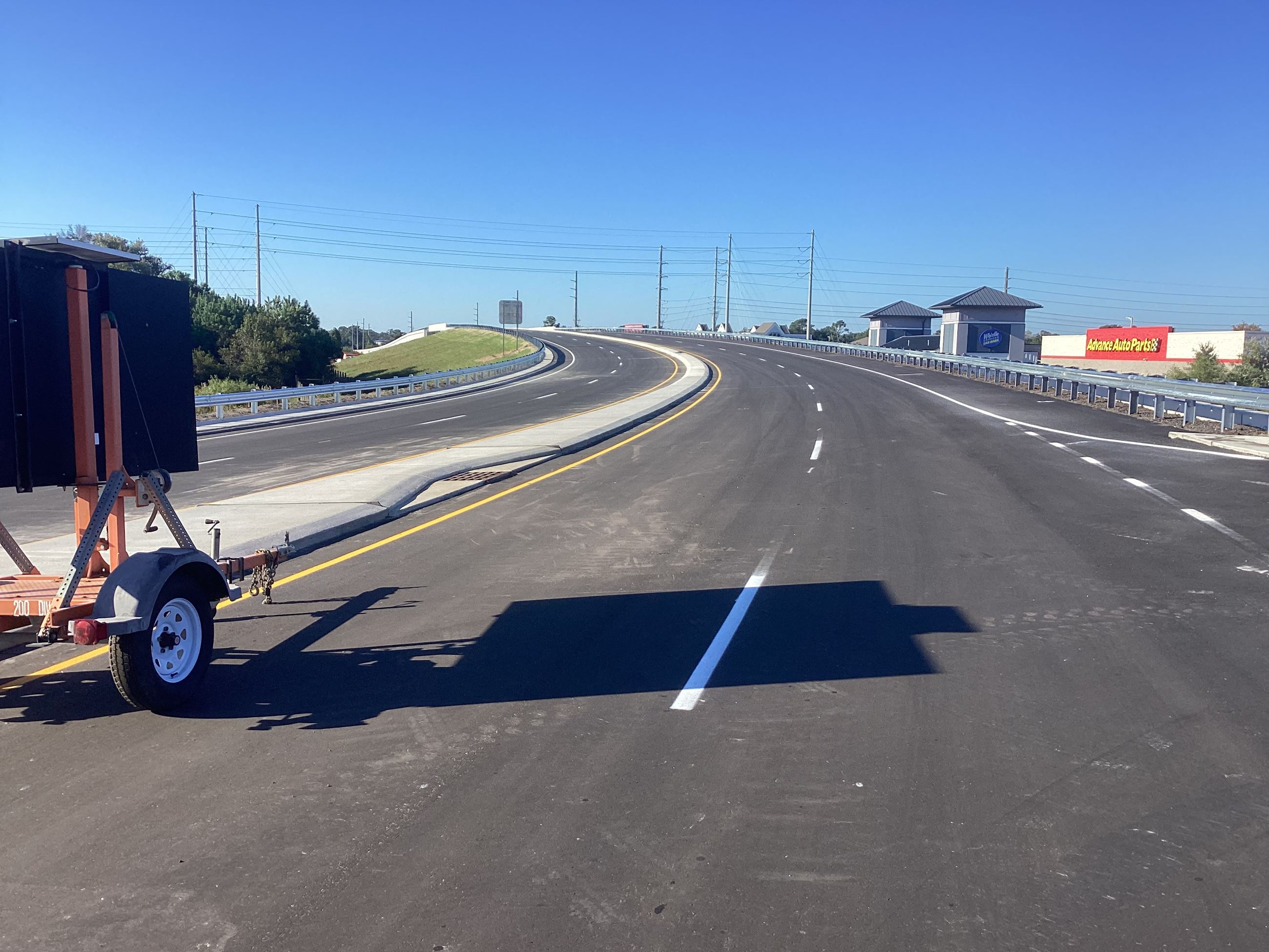 The newly constructed N.C. 133 (Long Beach Road) bridge over N.C. 211 in Brunswick County.